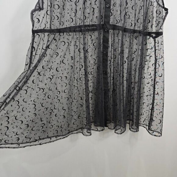 Hot Topic Mini Dress 5 Black Sheer Mesh Celestial Cosmic Witchy Goth Holiday - Picture 4 of 10